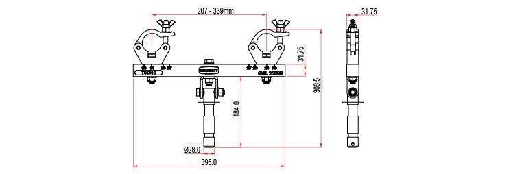 Adaptador de armazón giratorio sólido Doughty (aluminio). Suministrado por MTN Shop UE - imagen 2