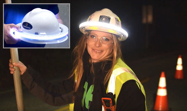 carbon fiber hard hat with 360-degree light