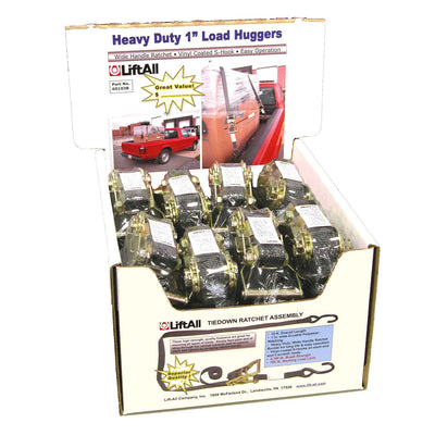 Lift All Load Hugger® 1” Ratchet Tiedown, Coated Open Hook, 700LB WLL (16-PC Display Pack)– – Now available at MTN Shop US.