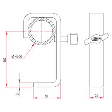 Dimensiones de la abrazadera de gancho Doughty (trabajo medio) - Tienda MTN  - imagen 2