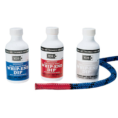 PMI Rope Whip End Dip: el Rope Whip End Dip de PMI sella los extremos de la cuerda para evitar que se deshilache. Tres opciones de color; sellador compuesto de vinilo líquido a base de agua; no tóxico; fácil de aplicar: ahora disponible en MTN Shop US.